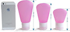 3 Pack Portable Food Grade Squeeze Silicone Liquid Travel Bottles For Shampoo, Conditioner, Lotion, Toiletries, condiments(2 OZ Pink + White + Blue)