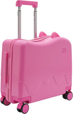 18" Kids Ride-On Suitcase,Children's Carry On Luggage Case,Rolling Luggage With Lock,Travel Trolley Case for Short Trips,School Trips,Outings (Pink)