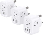 US to UK Plug Adapter 3 Pack, Addtam Type G Travel Plug with 3 Outlets 3 USB Ports(2 USB C), UK Power Adaptor for USA to England London British Ireland Scotland Dubai Hong Kong Kenya