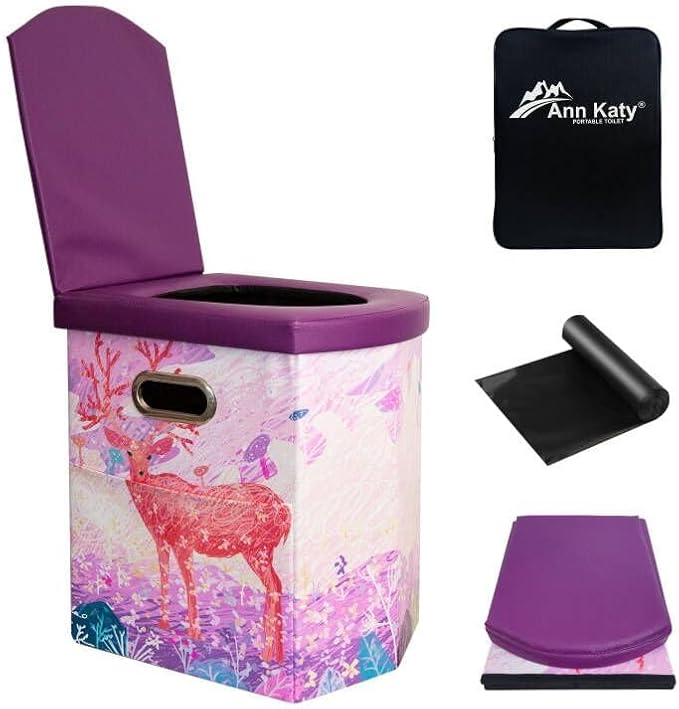 Ann Katy Upgrade XL Portable Toilet for Adults, Extra Large Portable Travel Floding Toilet, Camping Tall Toilets with Lid for Adults and Kids Compact Potty for Car,Hiking,Beach and Camping
