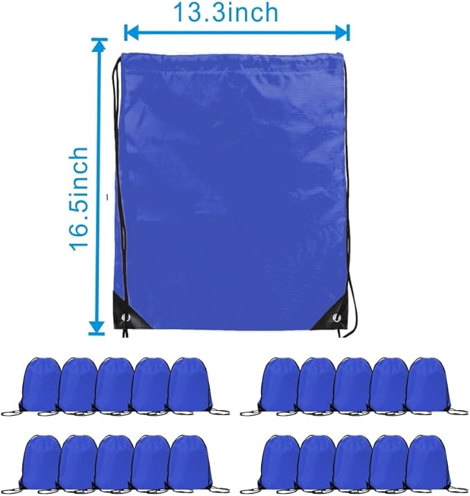 Drawstring Backpack Bulk 20 Pcs Draw String Backpack Bags DIY Gym Sports Traveling Yoga Cinch Bag Sackpack Drawstring (Royal Blue bluenoya)