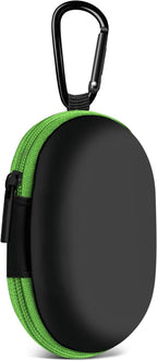 for Earbuds Carrying Case, Small Oval Storage Cases, Tech Pouch, Portable Storage Earbud Pouch Bag for Earbuds, in-Ear Headphones, Earphones, Headsets, Hearing Aids, USB Charging Cable, Green
