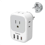 TESSAN Type E F Plug Adapter, Germany France Power Adapter with 3 USB Ports (1 USB C 20W), 4 AC Outlets Travel Adaptor for US to Europe EU Spain Iceland Korea Portugal Greece Russia German French