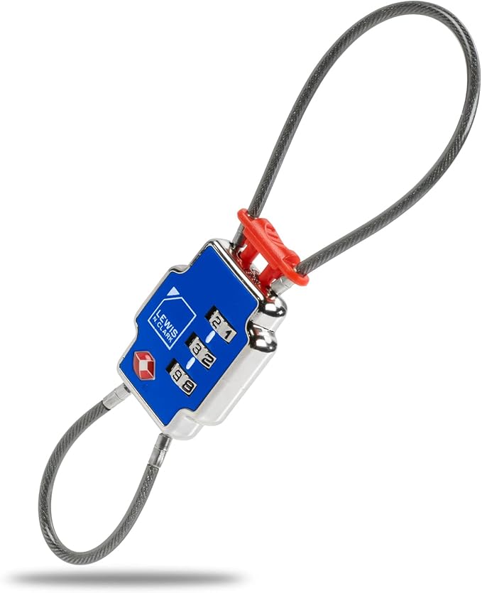 Lewis N Clark 3X Security Lock TSA Luggage Locks for Suitcases, Carry On, Laptop Bag, Set Combo to Create Secure Padlock for Travel, Vacation, Business, or Backpacking, Blue, 1 Pack
