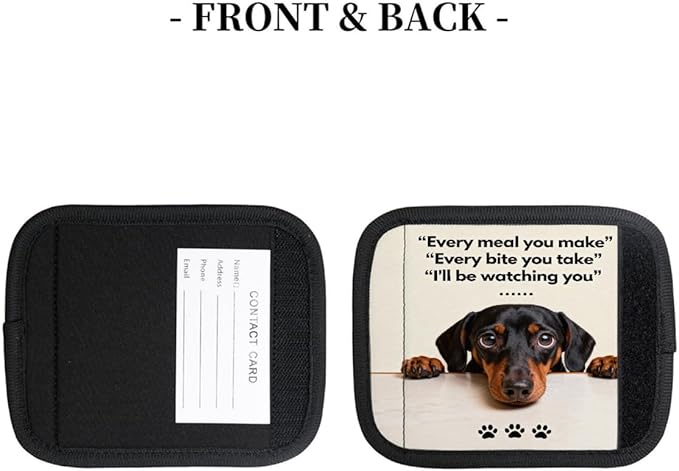 2 Pack Luggage Handle Wrap with Travel Tags - Non-Slip Protective Cover Soft Handle Grips Covers for Suitcase(Dogs Watching You)