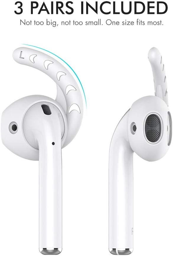 AhaStyle 3 Pairs AirPods Ear Hooks Cover Silicone Accessories Compatible with Apple AirPods and EarPods Headphones(Milk White)