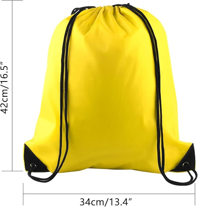 PLULON 25 Pcs Yellow Drawstring Backpack Bags Bulk String Backpack Cinch Sack Pull Sport Gym Backpack Bags for Yoga Traveling Outdoor Sports