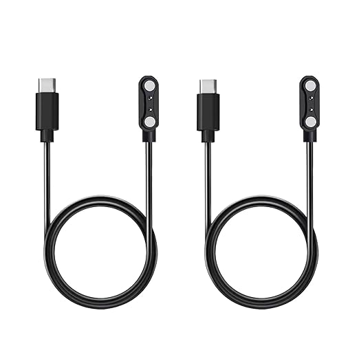 2 Pcs USB C Smart Watch Charger, 2-Pin 4 mm Magnetic Smartwatch Charging Cable, Replacement Charging Cord for Smart Watch & Fitness Tracker, Strong Magnetic Adsorption, Fast Safe Charging