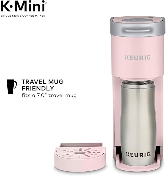 Keurig K-Mini Single Serve Coffee Maker with 6-12Oz Cup Sizes, Quick Brewing, and Removable Drip Tray (Dusty Rose, Renewed)