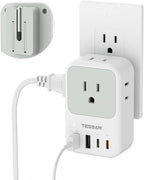 TESSAN USB C Charger Block 20W PD, Fast Charging Adapter with Foldable Plug, 1875W Power Outlet Extender(4 AC and 4 USB) for Cruise, Home, Office, Dorm Room Essentials, Grey