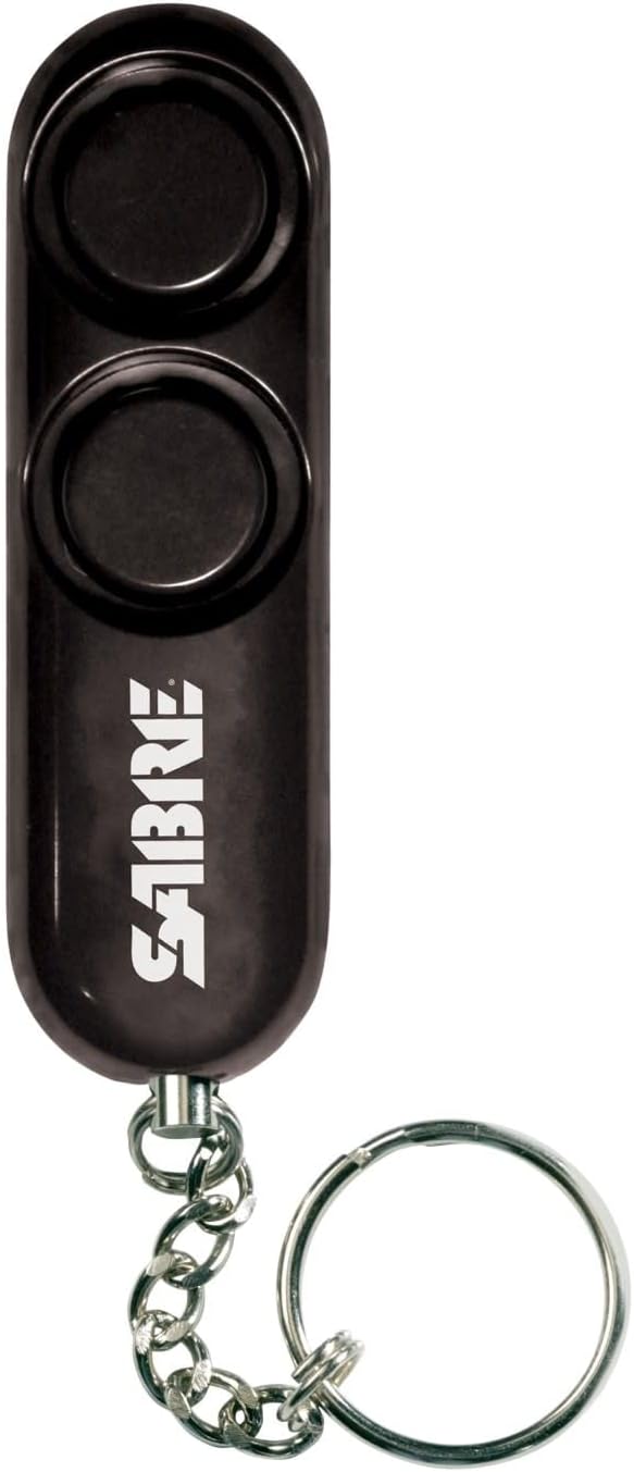 SABRE Personal Alarm With Key Ring, 120dB Alarm, Audible Up To 1,280 Feet (390 Meters), Simple Operation, Reusable, Black