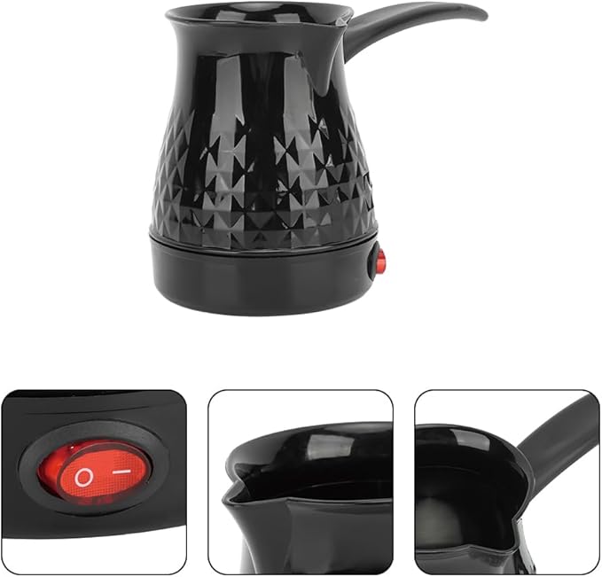 Portable Turkish Coffee Pot - 600ml Electric Coffee Pot ABS and Stainless Steel Americano Kettle/Maker with Removable Anti Scald Handle for Heating Coffee Tea Milk,5-6 Cups
