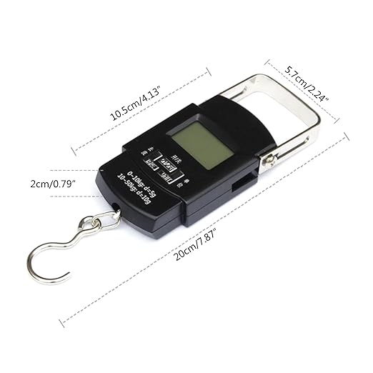 Digital Luggage Scale 110lb /50kg Portable Mini Electronic Scale with Fishing Hook Tare Function Backlit LCD Display Luggage Scales for Suitcases with Hook Handheld Luggage Scale with Hook