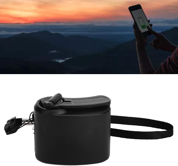 Hand Crank USB Phone Charger for Outdoor Activities - Portable Emergency Manual Charger (Black)