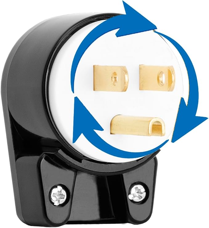 ETL Listed 90 Degree USA Canada Male Plug Nema 5-15P 3 Pole Angle DIY, 15A 125V USA 3Pin Right Angle AC Plug, Nema 5-15P Angled Rewireable