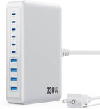USB C Charger 730W USB C Charger Block,Upgraded GaN V 10-Port Fast Charging Station Hub,3X PD 100W Laptop Charging Adapter Compatible with MacBook Pro/Air,DELL,Steam Deck,iPhone 16/15/14,Galaxy S23