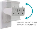 Globe Electric 46505 3-Outlet Lateral Swivel Grounded Wall Adapter Tap, White Finish