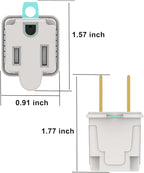 3 Prong to 2 Prong Outlet Plug Adapter Grounding Converter Socket 4 Pack, Wall Outlet Plug for Travel and Business, 15A/125V, White