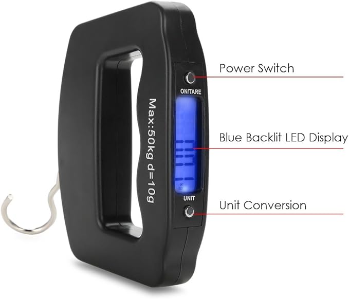 50kg/10g Portable Luggage Scale Digital Mini Fish Hook Hanging Scale Electronic Weight Scale for Travel Household Outdoor Weighing