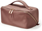 EACHY Travel Makeup Bag, Large Capacity Cosmetic Bag for Women, Waterproof PU Leather, Flat Open Portable Toiletry Bag for Skincare, Brushes & Travel Essentials