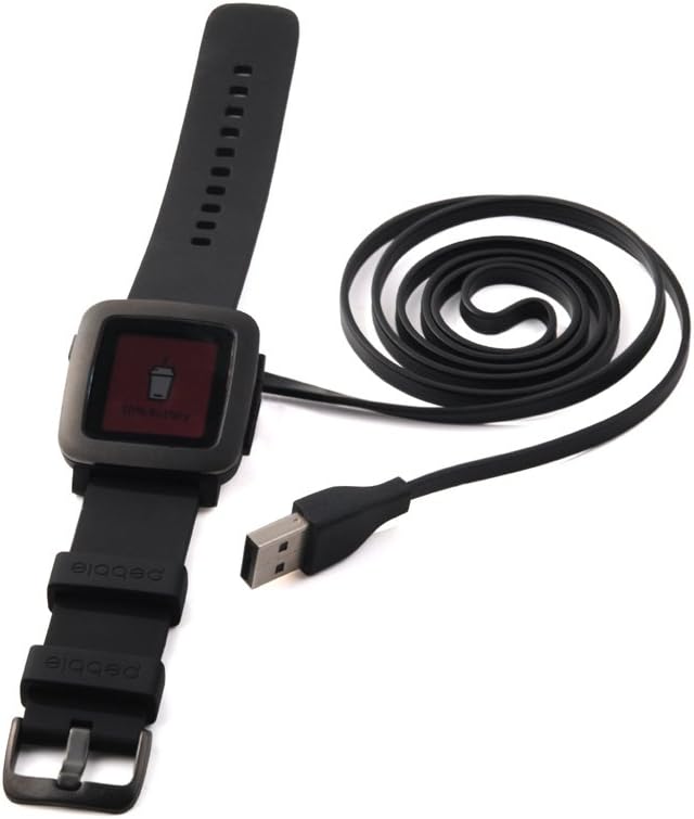 Kissmart Charger for Pebble 2, Pebble Time Round, Replacement Charging Cable Cord Charger for Smart Watch (Black)