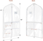 Univivi Clear Garment Bags for Dance Costumes, 40 Inch Dance Costume Garment Bags for Dancers, with 4 Medium Clear Zipper Pockets and 1 Large Back Zippered Pocket (2 Pack)