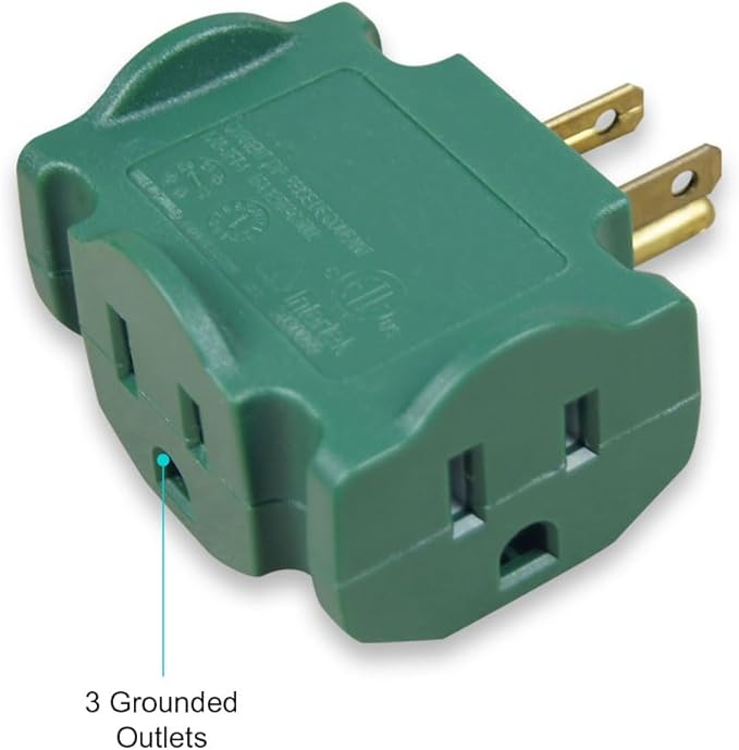 OSKOS 3 Outlet Adapter, 3 Prong Plug Extender, Heavy-Duty Grounded Power Tap, 3 Way Splitter Adapter, T-Shape Design, 10 Pack.