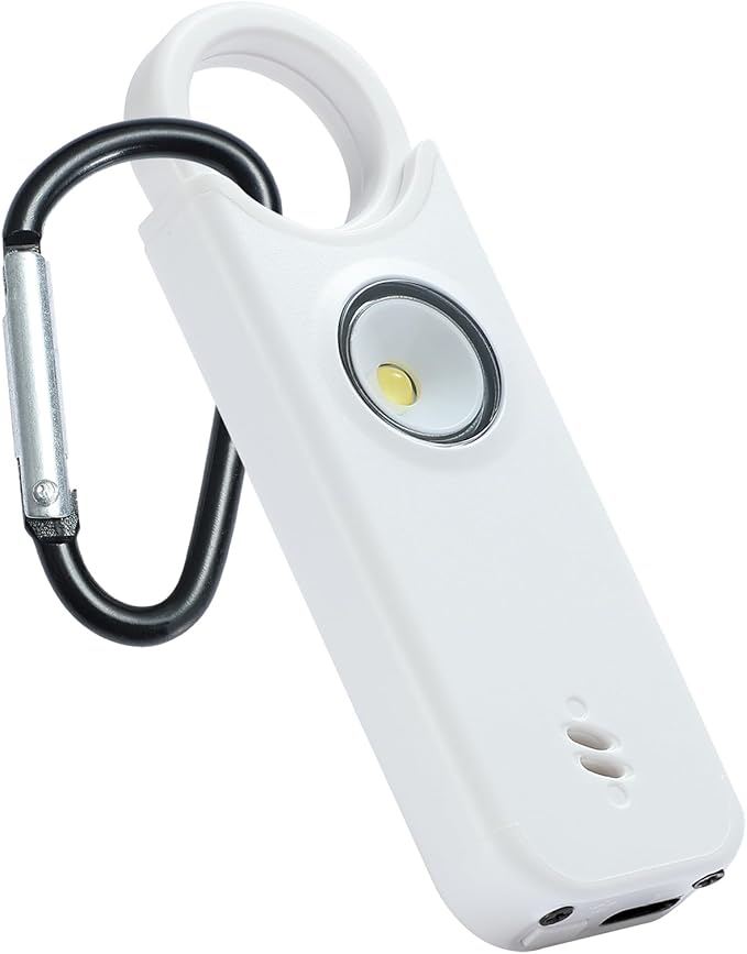 TIPSEAN Personal Safety Alarm - 135dB Ultra Loud Siren with LED Strobe Light, USB-C Rechargeable, Compact Keychain Alarm for Women/Men, Emergency Flashlight & Vibration Alert(White)