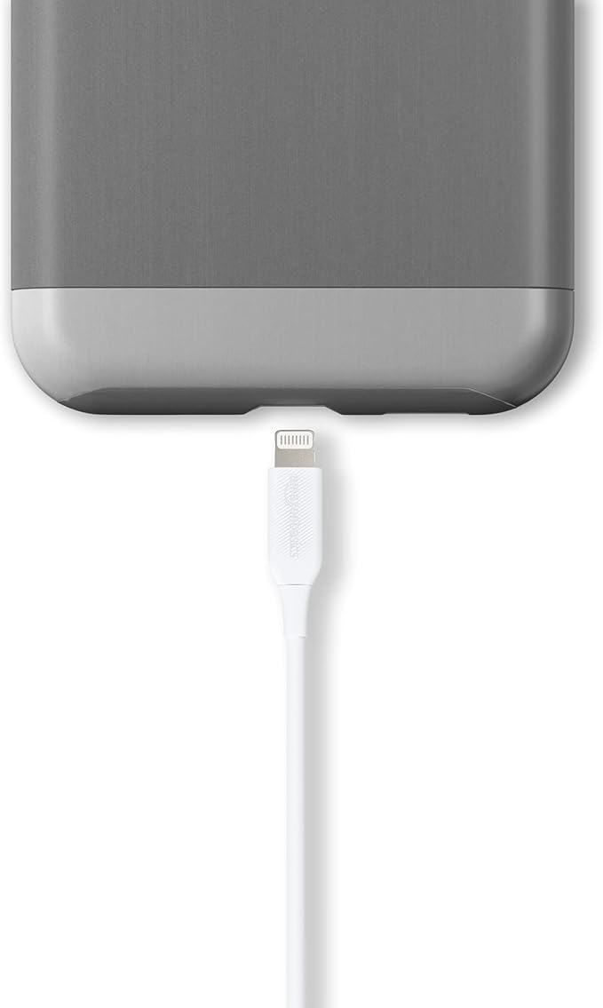 Amazon Basics 2-Pack Apple MFi Certified USB-A to Lightning Cable, High Speed Data Sync, Charger for iPhone 14 13 12 11 X Xs Pro, Pro Max, Plus, iPad, 3 Foot, White