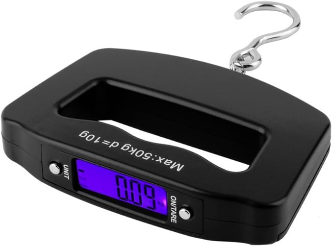 Digital Luggage Scale 110lb /50kg, Portable Mini Electronic Scale with Fishing Hook Tare Function Backlit LCD Display for Home Farm Factory Hunting Outdoor C42