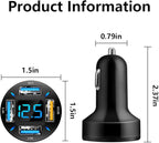 Car Charger 66W Super Fast Charging with USB 2.4A&QC 3.0(Voltmeter&LED Lights) Universal Quick Charge for 12-24V Car Cigarette Lighter Plug,Compatible with iPhone 14 13 12,S22 (2Pcs-Black-QC/2.4A)