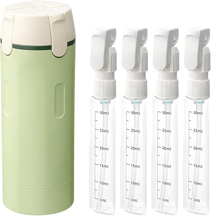 AprYew 4 in 1 Travel Dispenser Bottles Refillable, 4 Pack 30ML Travel Bottles for Toiletries, Travel Size Shampoo and Conditioner Bottles,for Vacation Business Trip (Green)