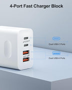 USB C Charger Block [2-Pack], 40W 4-Port Type C Fast Charging Block Dual USBC Power Adapter & Double USB Wall Plug Multiport Brick USB C Cube Charger for iPhone 15 14 13 12 11 Pro Max XS XR, Samsung