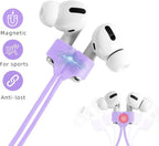 Magnetic Anti-Lost Straps for AirPods,4 Pack Ultra Strong Magnetic AirPods Strap Anti-Lost Neck Rope Cord,Soft Silicone Sports Lanyard Compatible with AirPods 1&2/ Pro /2nd/3rd(Pink+Purple+Blue+White)