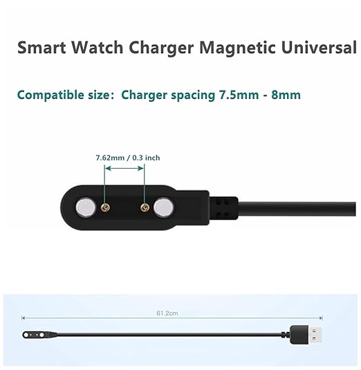 Smart Watch Universal Charger Magnetic,da fit Smartwatch Accessories 2 Pin 7.62mm Pin-Pitch Magnetic Replacement Charger Cable Compatible for All 2-Pin 7.5mm - 8mm-Pin-Pitch Smart watch & Wearables
