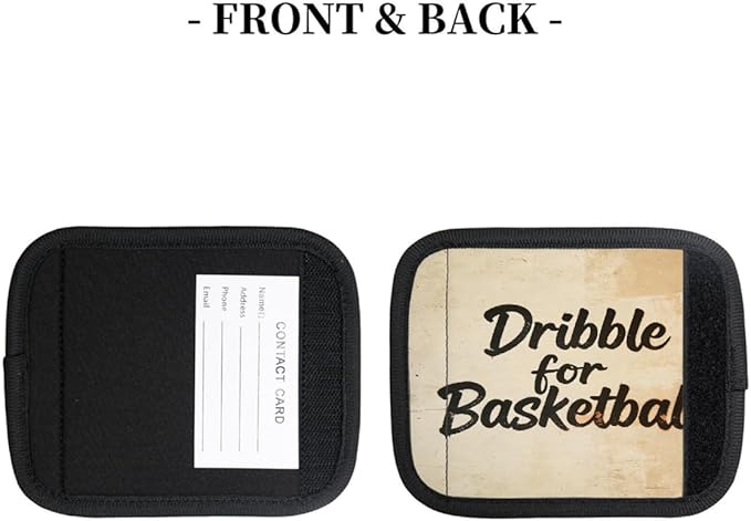 2 Pack Luggage Handle Wrap with Travel Tags - Non-Slip Protective Cover Soft Handle Grips Covers for Suitcase(Vintage Dribble for Basketball)