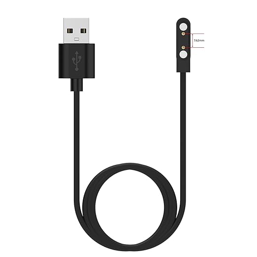 Universal Magnetic Watch Charger - 7.62mm Pin Spacing, Compatible with Smart Watch (Black)