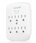Fosmon 6 Outlet Wall Mount Surge Protector, 3-Prong Surge Suppression 1200 Joules, 15A 125VAC 60Hz 1875Watts Wall Outlet Adapter, Grounded LED, ETL Listed - White