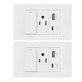 VBESTLIFE 2Pack Wall Outlet, 15A 3 Prong AC 10W USB Type C 2.1A Port, Single Control Switch, Wall Receptacle Outlet and Light Switch (US Plug)