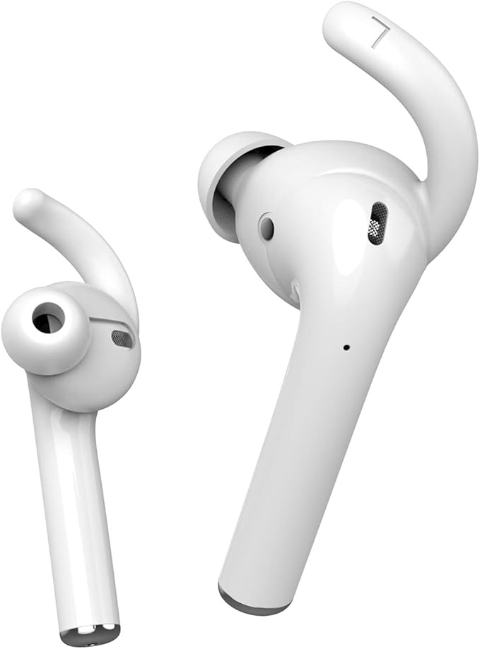 Anti-Slip Earhooks Soft Silicone Skin Compatible with Apple Airpods 2 & 1 Lightweight Sound Quality Enhancement for Headphones Outdoor Activities in-Ear EarHook 2 Pairs White