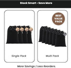 LFH Cotton Rich Shoe Storage Bags with Drawstring, Dustproof Breathable Reusable Organizer, Perfect For Travel, Dorm, Hotel, College, Gym, Machine Washable 12"x17" (Pack of 4) - Black sand