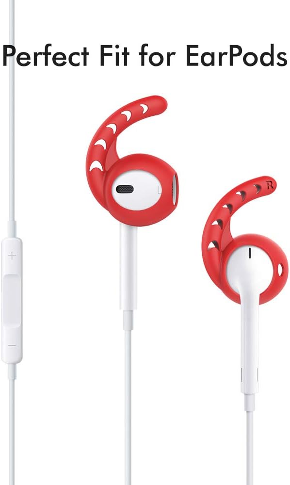 AhaStyle 3 Pairs AirPods Ear Hooks Cover Silicone Accessories Compatible with Apple AirPods and EarPods Headphones(Black,White,Red)