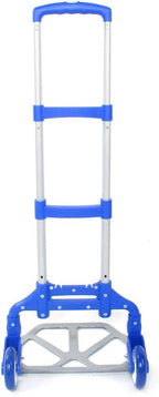 Folding Hand Truck, Dolly Cart with Wheels Foldable, Lightweight Aluminum Luggage Cart Portable Collapsible Trolly for Utility Cart, Hand Trucks for Moving Travel Shopping Airport Office Blue