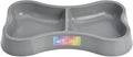 Lightweight Small Dog Puppy Cat Food and Water Bowls 6 oz Double Lght Gray Plastic Portable Outdoor Travel Dish (Light Gray)