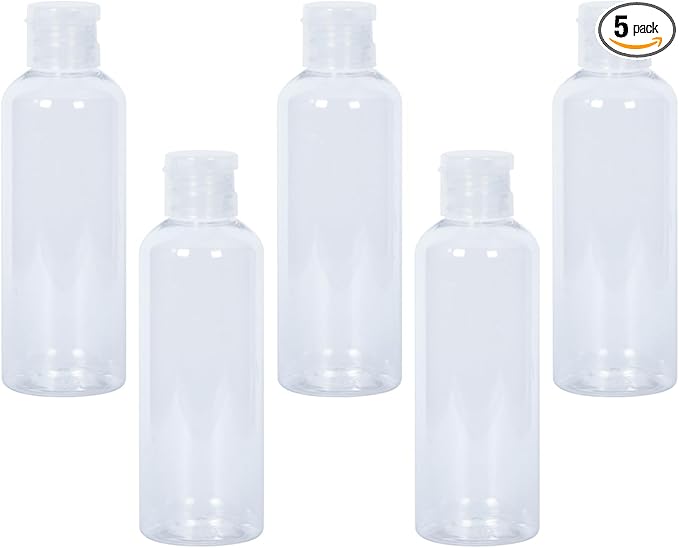 5 pcs Clear Travel Size Toiletry Bottles, 3.4oz TSA Approved Containers, Leak Proof Squeezable Plastic