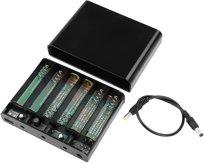 diymore 18650 Battery Holder with Wire 18650 Battery Holder Case 5V/9V/12V Series DIY Battery Storage Box, Black Plastic Batteries Case for 18650 Battery