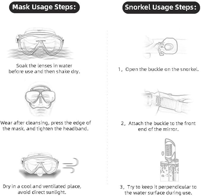 Snorkeling Gear for Adults, JRing Snorkel Mask Set with 180 Degree Tempered Glass Anti Fog Goggles Scuba Dry Top Snorkel for Swimming, Scuba Diving Mask for Men Women
