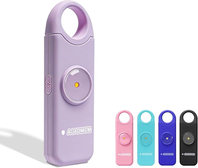 Rechargeable Personal Safety Alarm, 130dB Emergency Siren with LED Flashlight, Portable Keychain for Women, Kids, Elderly, Night Running & Travel (Lavender Purple)