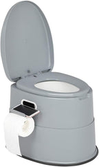 VINGLI Portable Toilet | Indoor Outdoor Commode w/Detachable Inner Bucket & Removable Paper Holder, Lightweight & Compact for Camping, Boat, Van, Emergency Use (Grey)