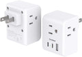 2 Pack US to Japan Plug Adapter, 2 Prong to 3 Prong Outlet Adapter with 3 Outlets 3 USB Ports(2 USB C), Type A Travel Power Converter Plug Adaptor for USA to Japanese Canada Mexico Philippines Peru
